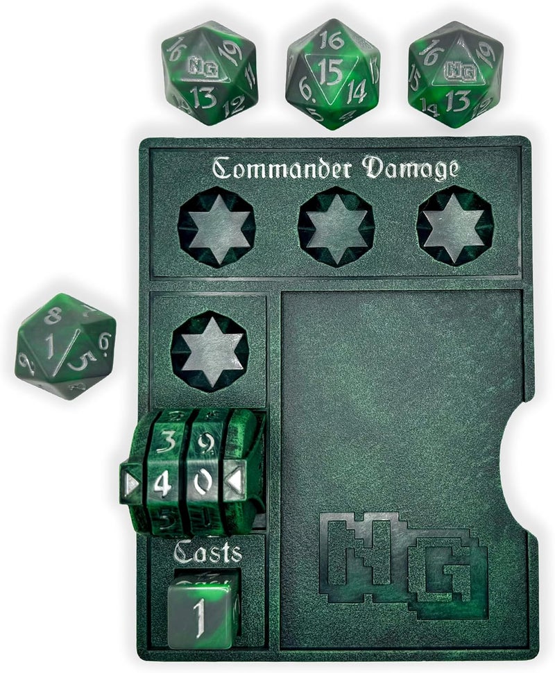 NERD GEAR Store Commander Essentials Kit - Ultimate Accessory for MTG Commander EDH - MTG Command Zone Tray - Health Counter - Spin Down Dice - Dry Erase Tokens (Midnight Forest) - Image 4
